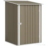 Outsunny Căsuță de Grădină pentru Depozitarea Uneltelor, din Oțel Galvanizat, cu Ușă, 100x104x160 cm, Maro și Alb