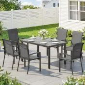 Outsunny Set Mese de Exterior cu Scaune Stivuibile, Gri | Aosom Romania 