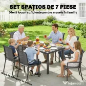 Outsunny Set Mese de Exterior cu Scaune Stivuibile, Gri | Aosom Romania 