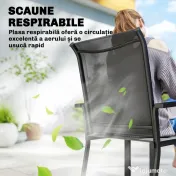 Outsunny Set Mese de Exterior cu Scaune Stivuibile, Gri | Aosom Romania 