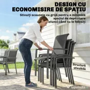 Outsunny Set Mese de Exterior cu Scaune Stivuibile, Gri | Aosom Romania 