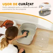 PawHut Transportor pentru Pisici și Câini Mici din Plastic, cu Fereastră Superioară, Ușă din Oțel, Bol pentru Hrană, pentru Animale max 4 kg, 49x32x31 cm, Gri | Aosom Romania 
