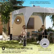 Outsunny Pavilion 3x3m Pliabil, Montaj Ușor cu Buton, UPF 50+ Protecție | Aosom Romania 