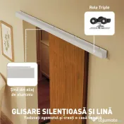 HOMCOM Ușă Culisantă de Interior 75x210 cm, Șină Silențioasă din Aliaj de Aluminiu, Kit Accesorii, Ghidaj, Ușă de Interior Stil Minimalist, din MDF, Impermeabilă, pentru Bucătărie, Baie, Birou 
