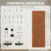 HOMCOM Ușă Culisantă de Interior 75x210 cm, Șină Silențioasă din Aliaj de Aluminiu, Kit Accesorii, Ghidaj, Ușă de Interior Stil Minimalist, din MDF, Impermeabilă, pentru Bucătărie, Baie, Birou 