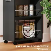 HOMCOM Cărucior de Bucătărie cu 2 Rafturi Deschise, Sertar și Balustrade Negru | Aosom Romania