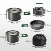 Outsunny Set de Oale Camping, 4-5 Persoane, Oțel Inoxidabil, 20.5 x 20.5 x 15.5 cm, Gri | Aosom Romania