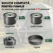 Outsunny Set de Oale Camping, 4-5 Persoane, Oțel Inoxidabil, 20.5 x 20.5 x 15.5 cm, Gri | Aosom Romania