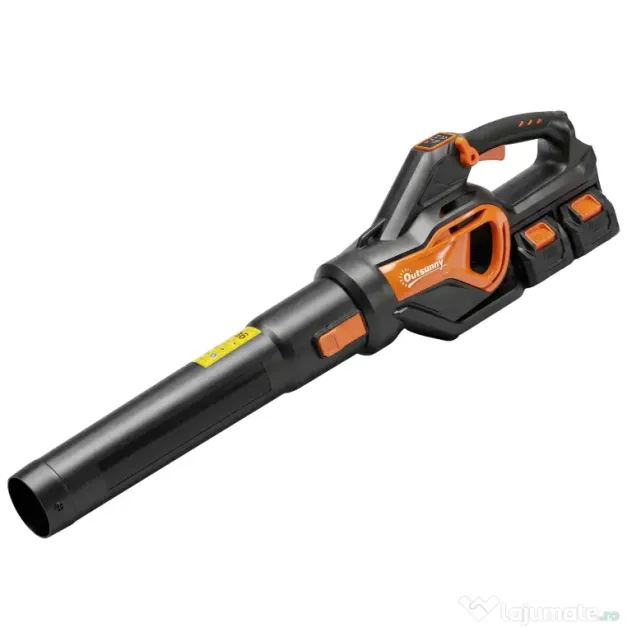 Outsunny Suflător de Frunze cu Baterie 20V, Motor Brushless 900W, 3 Niveluri de Viteză, Turbo Boost, Încărcător, Ușor, pentru Grădină, Frunze, Zăpadă, Praf