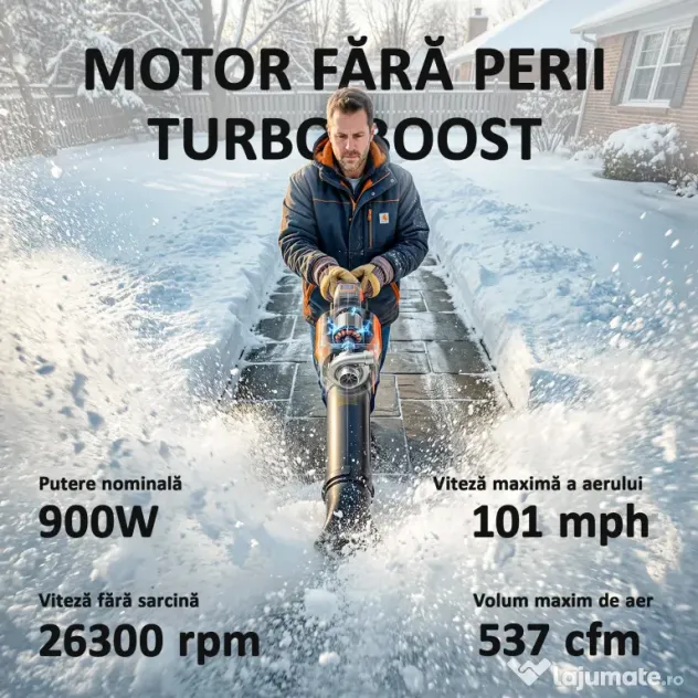 Outsunny Suflător de Frunze cu Baterie 20V, Motor Brushless 900W, 3 Niveluri de Viteză, Turbo Boost, Încărcător, Ușor, pentru Grădină, Frunze, Zăpadă, Praf
