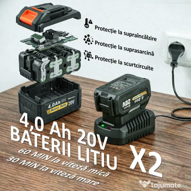 Outsunny Suflător de Frunze cu Baterie 20V, Motor Brushless 900W, 3 Niveluri de Viteză, Turbo Boost, Încărcător, Ușor, pentru Grădină, Frunze, Zăpadă, Praf