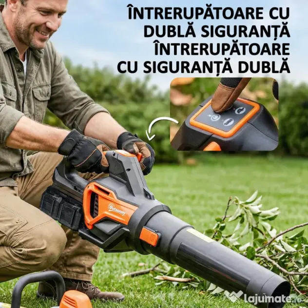 Outsunny Suflător de Frunze cu Baterie 20V, Motor Brushless 900W, 3 Niveluri de Viteză, Turbo Boost, Încărcător, Ușor, pentru Grădină, Frunze, Zăpadă, Praf
