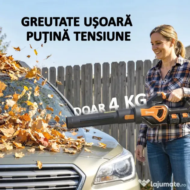 Outsunny Suflător de Frunze cu Baterie 20V, Motor Brushless 900W, 3 Niveluri de Viteză, Turbo Boost, Încărcător, Ușor, pentru Grădină, Frunze, Zăpadă, Praf