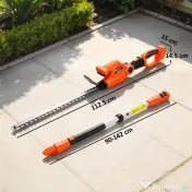 Outsunny Trimmer pentru Gard Viu pe Baterie 18V, Trimmer pentru Grădină cu 2 Baterii de 4Ah, Încărcător, Târnă Telescopică Reglabilă din Aluminiu, Lamă Cu Acțiune Dublă de 51cm pentru Ramuri, Portocaliu | Aosom Romania