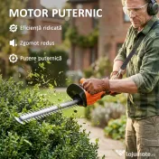 Outsunny Trimmer pentru Gard Viu pe Baterie 18V, Trimmer pentru Grădină cu 2 Baterii de 4Ah, Încărcător, Târnă Telescopică Reglabilă din Aluminiu, Lamă Cu Acțiune Dublă de 51cm pentru Ramuri, Portocaliu | Aosom Romania
