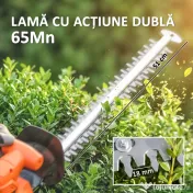 Outsunny Trimmer pentru Gard Viu pe Baterie 18V, Trimmer pentru Grădină cu 2 Baterii de 4Ah, Încărcător, Târnă Telescopică Reglabilă din Aluminiu, Lamă Cu Acțiune Dublă de 51cm pentru Ramuri, Portocaliu | Aosom Romania