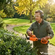 Outsunny Trimmer pentru Gard Viu pe Baterie 18V, Trimmer pentru Grădină cu 2 Baterii de 4Ah, Încărcător, Târnă Telescopică Reglabilă din Aluminiu, Lamă Cu Acțiune Dublă de 51cm pentru Ramuri, Portocaliu | Aosom Romania