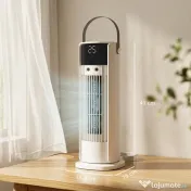 HOMCOM Ventilator de Masă cu Telecomandă și Mâner, Ventilator de Birou cu Nebulizare, Lumină LED, 3 Viteze, Oscilație 90°, Timer 10H, Filtru Detașabil, pentru Casă și Birou, Alb | Aosom Romania