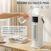 HOMCOM Ventilator de Masă cu Telecomandă și Mâner, Ventilator de Birou cu Nebulizare, Lumină LED, 3 Viteze, Oscilație 90°, Timer 10H, Filtru Detașabil, pentru Casă și Birou, Alb | Aosom Romania