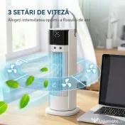 HOMCOM Ventilator de Masă cu Telecomandă și Mâner, Ventilator de Birou cu Nebulizare, Lumină LED, 3 Viteze, Oscilație 90°, Timer 10H, Filtru Detașabil, pentru Casă și Birou, Alb | Aosom Romania