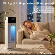 HOMCOM Ventilator de Masă cu Telecomandă și Mâner, Ventilator de Birou cu Nebulizare, Lumină LED, 3 Viteze, Oscilație 90°, Timer 10H, Filtru Detașabil, pentru Casă și Birou, Alb | Aosom Romania
