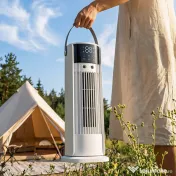HOMCOM Ventilator de Masă cu Telecomandă și Mâner, Ventilator de Birou cu Nebulizare, Lumină LED, 3 Viteze, Oscilație 90°, Timer 10H, Filtru Detașabil, pentru Casă și Birou, Alb | Aosom Romania
