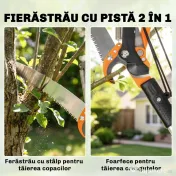 Outsunny Ferăstrău Manual 2-în-1 cu Tijă Telescopică din Aluminiu de 2-3 m, Ferăstrău de Tăiere și Foarfece cu Blocare de Siguranță | Aosom Romania