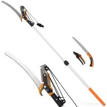 Outsunny Fierăstrău Manual 2-în-1 cu Tijă Telescopică din Aluminiu de 2-3 m, Fierăstrău de Tăiere și Foarfecă cu Blocare de Siguranță