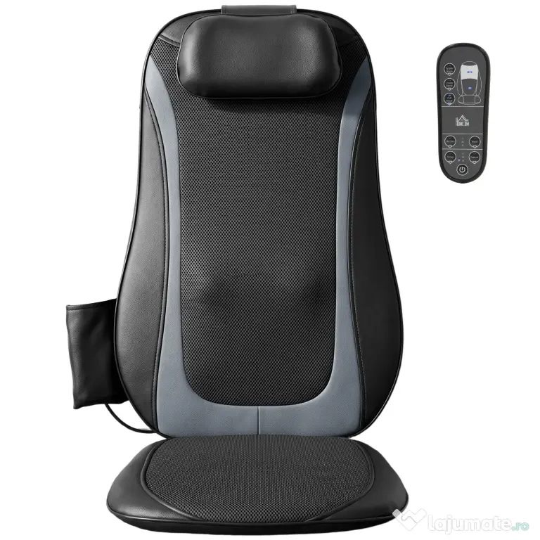 HOMCOM Scaun de Masaj cu Încălzire, Shiatsu și Frământare pentru Spate, Vibrație pentru Șolduri și Coapse, Negru | Aosom Romania