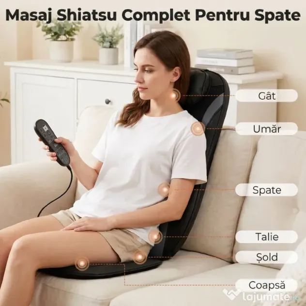 HOMCOM Scaun de Masaj cu Încălzire, Shiatsu și Frământare pentru Spate, Vibrație pentru Șolduri și Coapse, Negru | Aosom Romania