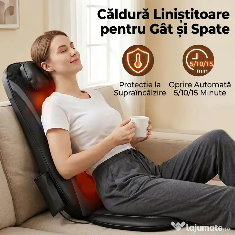 HOMCOM Scaun de Masaj cu Încălzire, Shiatsu și Frământare pentru Spate, Vibrație pentru Șolduri și Coapse, Negru | Aosom Romania