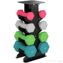 SPORTNOW Set de Ganterele Hexagonale cu Suport, Ganterele Antialunecare pentru Antrenament Forță Acasă, 2 x 1kg, 2 x 2kg, 2 x 3kg, 2 x 4kg | Aosom Romania