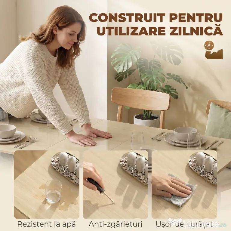 HOMCOM Masă Pliabilă pentru 6 Persoane cu 2 Sertare și 4 Rafturi | Aosom Romania