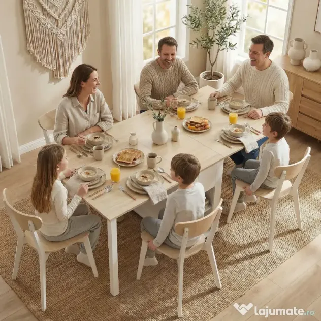 HOMCOM Masă Pliabilă pentru 6 Persoane cu 2 Sertare și 4 Rafturi | Aosom Romania