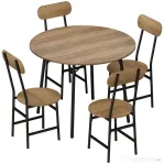 HOMCOM Set masă 5 piese: masă și 4 scaune, picioare metal, finisaj natural.