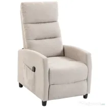 HOMCOM Fotoliu Masaj Reclinabil Manual 160°, Chenille, Suport Picioare, Telecomandă, Buzunare, Crem