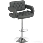 HOMCOM Scaun de Bar Reglabil, Șezut Extra Large Rotativ din Piele Ecologică PU, Gri