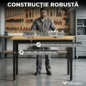 HOMCOM Masă de Lucru Reglabilă 122 cm, Blat Robust din Lemn de Cauciuc, 2 Prize AC și 2 Porturi USB, Panou Perforat, Capacitate 900 kg, pentru Garaj, Atelier și Casă | Aosom Romania 