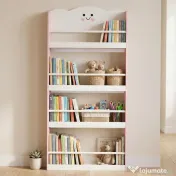 AIYAPLAY Bibliotecă Montessori Copii 3-6 Ani, Tematică Vată de Zahăr, 4 Rafturi din Lemn, Cameră Copii, Roz | Aosom Romania