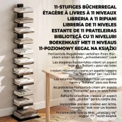 HOMCOM Bibliotecă Tip Turn Multifuncțională cu 11 Rafturi, Maro Rustic | Aosom Romania