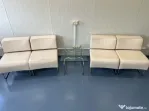 Set 4 fotolii piele naturală plus măsuță de sticla