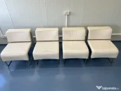 Set 4 fotolii piele naturală plus măsuță de sticla 