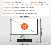 Ecran proiectie videoproiector 120 inci diagonala 3m