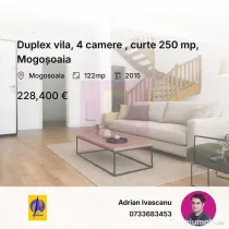 Duplex vila, 4 camere , curte 250 mp, Mogoșoaia