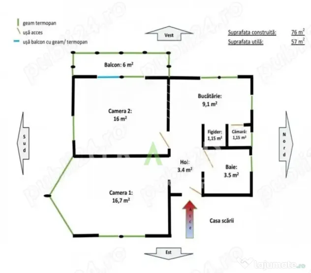 Apartament in vila | 2 camere | Decomandat | Parcare | Curte