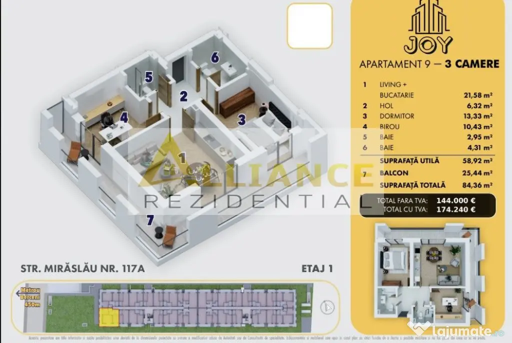 5 Min-Metrou Berceni-3 Camere-Complex Nou