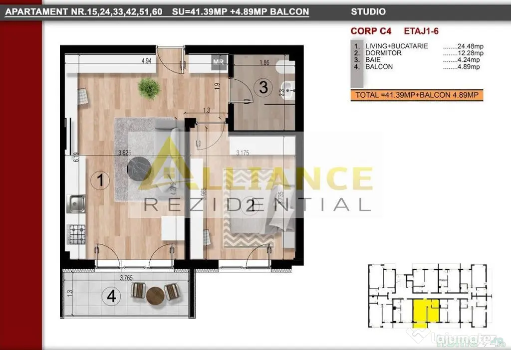 Apartament cu 2 camere | Studio | 46 mp - Metrou Berceni