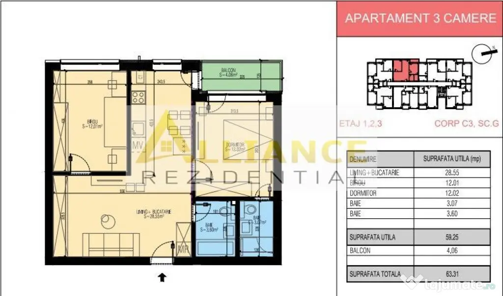 Leordeni Primarie 3 camere Bloc Boutique cu lift