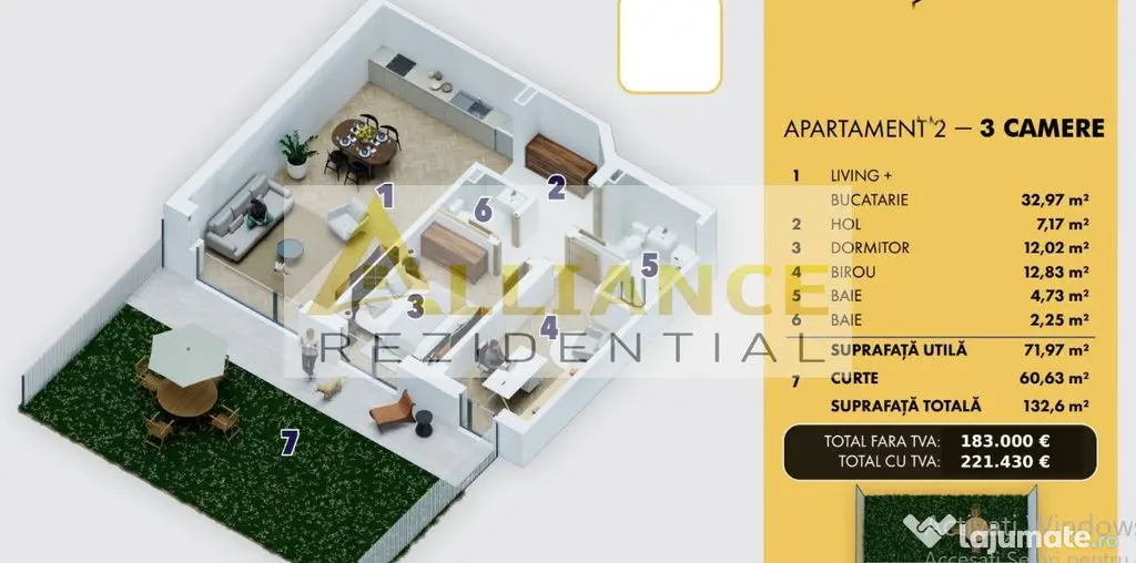 Apartament 3 camere | 13260 mp total | Pret de lansare | ...