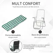 Outsunny Set 2 sezlonguri de Gradina pentru Plaja cu Brate Reclinabile, Alb si Verde 